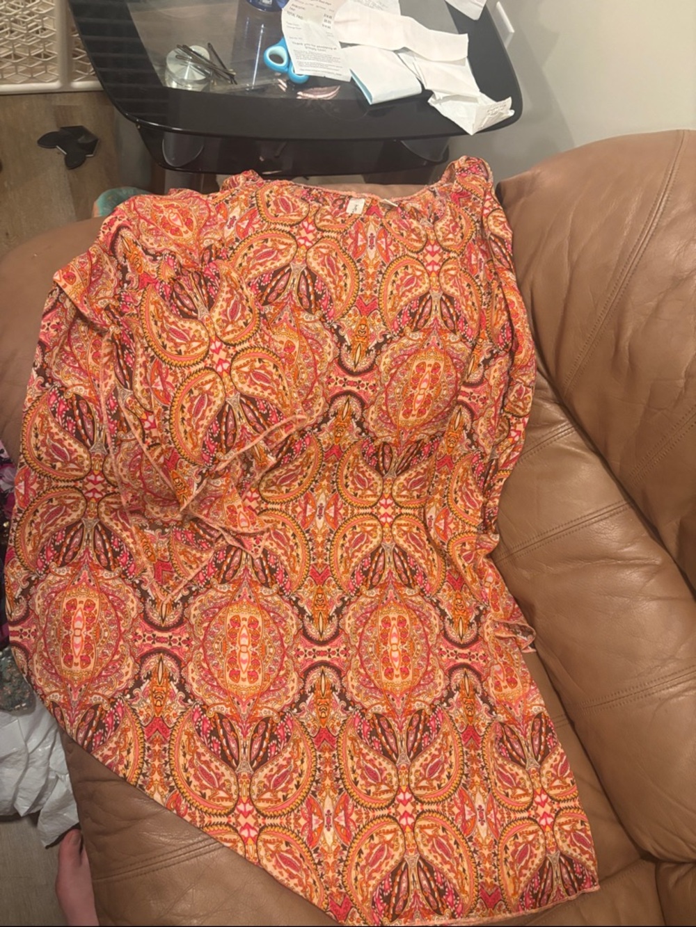 Boho Orange Paisley Print Dress  or Shirt